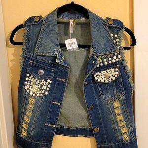 Blinged out demin vest
